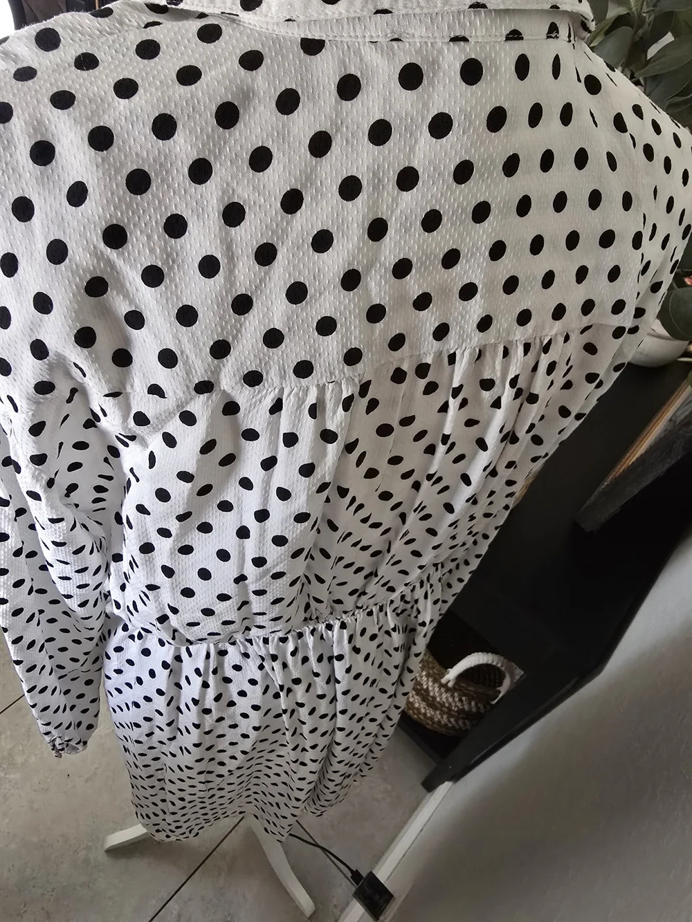 Michael Kors White Mini Wrap Dress with Black Polka Dots